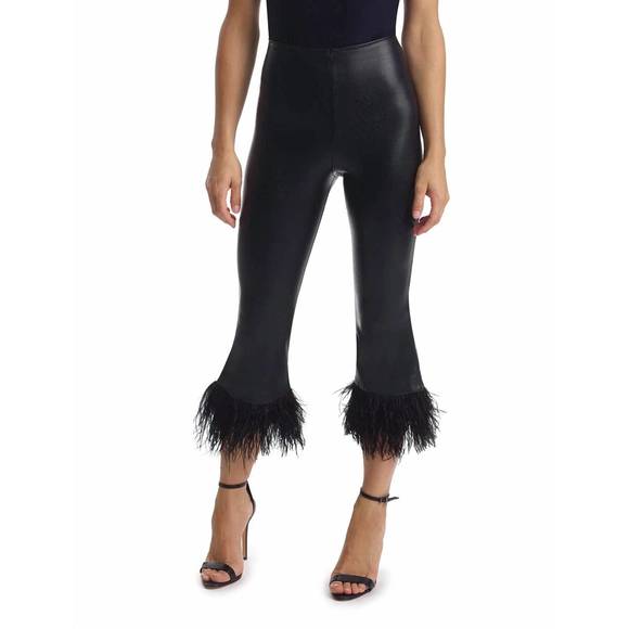 NEW COMMANDO faux leather cropped feather leggings in black